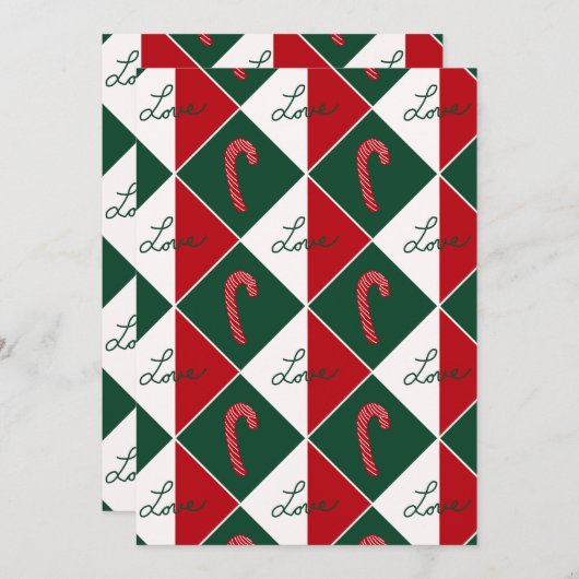 Liefde en snoep Canes Kaart (Voorkant / Achterkant)