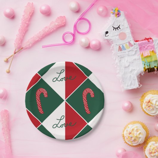Liefde en snoep Canes Papieren Bordje (Feest)