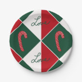 Liefde en snoep Canes Papieren Bordje (Voorkant)