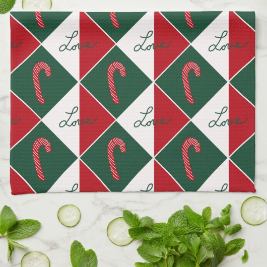 Liefde en snoep Canes Theedoek (Gevouwen)
