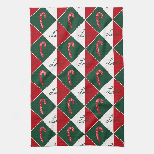 Liefde en snoep Canes Theedoek (Verticaal)