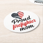 Liefde en steun eert brandweermoeders ronde kartonnen onderzetter (Gebogen)