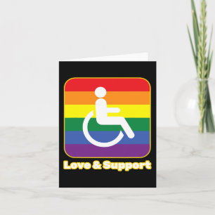 Liefde en steun regenboog persoon met een handicap kaart