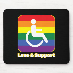 Liefde en steun regenboog persoon met een handicap muismat