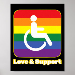 Liefde en steun regenboog persoon met een handicap poster