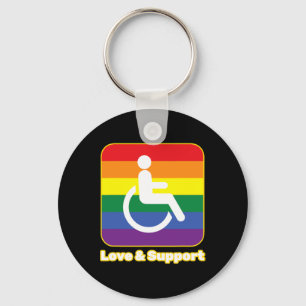 Liefde en steun regenboog persoon met een handicap sleutelhanger