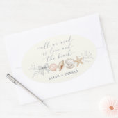 Liefde en strandbestemming bruiloft ovale sticker (Envelop)