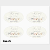 Liefde en strandbestemming bruiloft ovale sticker (Vel)