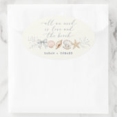 Liefde en strandbestemming bruiloft ovale sticker (Tas)