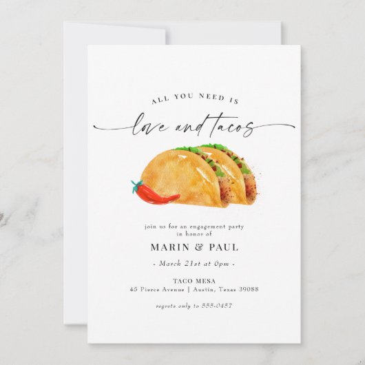 Liefde en Tacos Engagement Party Kaart (Voorkant)