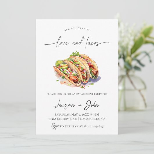 Liefde en Tacos Engagement Party Kaart (Staand voorkant)