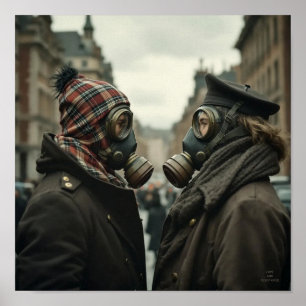 LIEFDE EN VERZET Retro Tartan Romantiek Poster