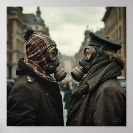 LIEFDE EN VERZET Retro Tartan Romantiek Poster (Voorkant)