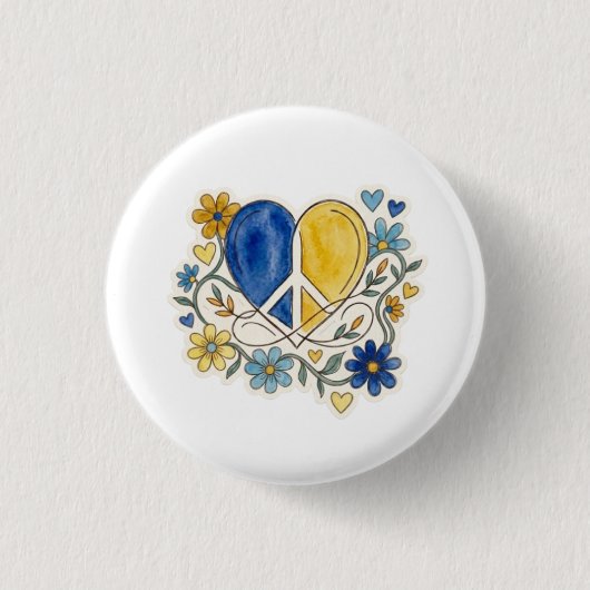Liefde En Vrede Bloem Ronde Button 3,2 Cm (Voorkant)