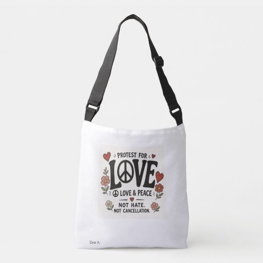 Liefde en vrede crossbody tas (Voorkant)