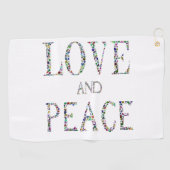 Liefde en Vrede - Edelstenen Lettering Design Golfhanddoek (Horizontaal)