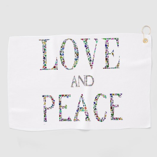 Liefde en Vrede - Edelstenen Lettering Design Golfhanddoek (Horizontaal)
