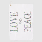Liefde en Vrede - Edelstenen Lettering Design Golfhanddoek (Voorkant)