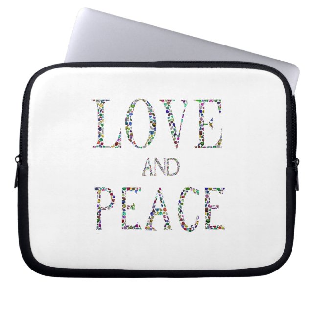 Liefde en Vrede - Edelstenen Lettering Design Laptop Sleeve (Voorkant)