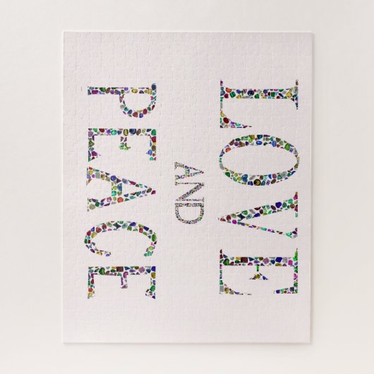 Liefde en Vrede - Edelstenen Lettering Design Legpuzzel (Verticaal)