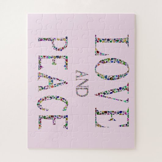 Liefde en Vrede - Edelstenen Lettering Design Legpuzzel (Verticaal)