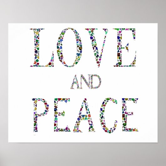 Liefde en Vrede - Edelstenen Lettering Design Poster (Voorkant)