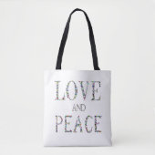 Liefde en Vrede - Edelstenen Lettering Design Tote Bag (Voorkant)