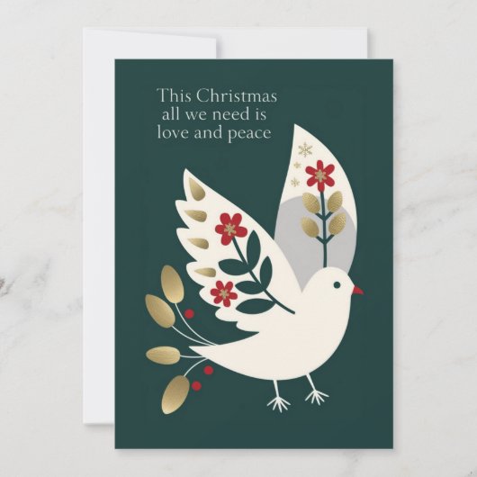 Liefde en Vrede Elegant en stijlvol Kerstmis Feestdagenkaart (Voorkant)