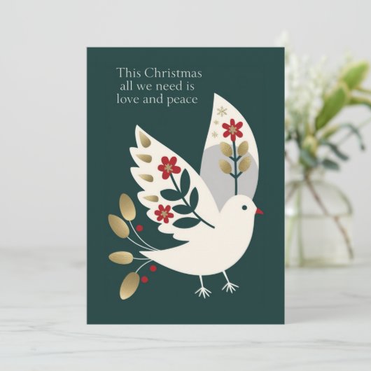 Liefde en Vrede Elegant en stijlvol Kerstmis Feestdagenkaart (Staand voorkant)