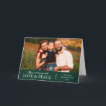 Liefde en Vrede Foto Feestdagen Kaart<br><div class="desc">Verzend uw Kerstwens met deze Kaarten van de Foto van de Vakantie die een kalligrafietletters met feestkleuren kenmerken om uw groetbericht te benadrukken.</div>