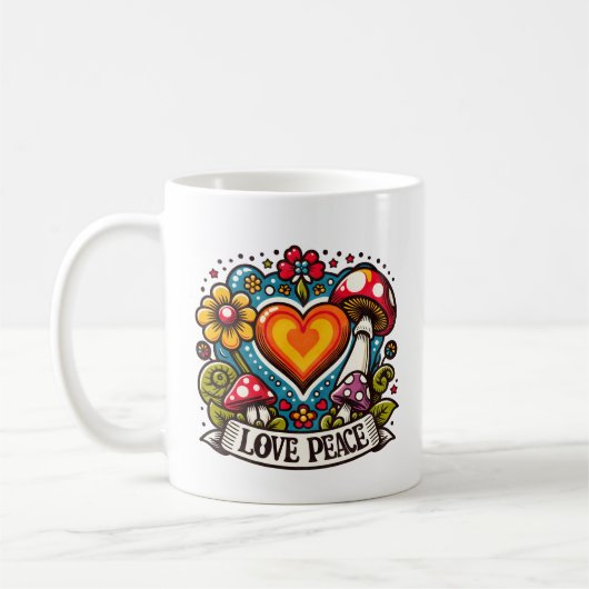 Liefde en Vrede Hart – Inspirerend Koffiemok (Links)