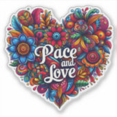 Liefde en vrede in de bloemenkunst sticker (Voorkant)