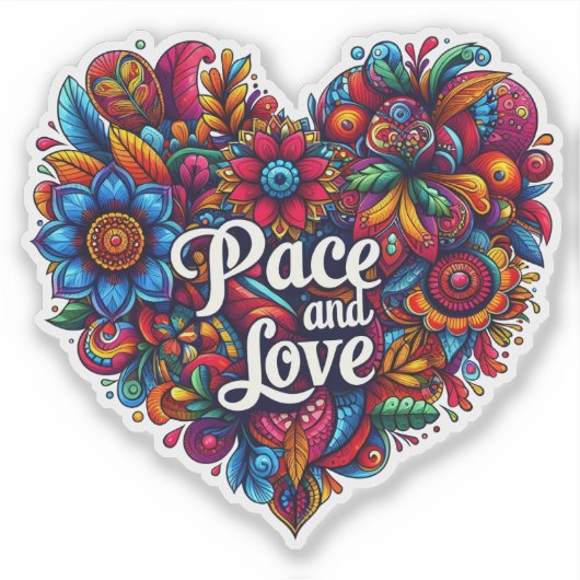 Liefde en vrede in de bloemenkunst sticker (Voorkant)