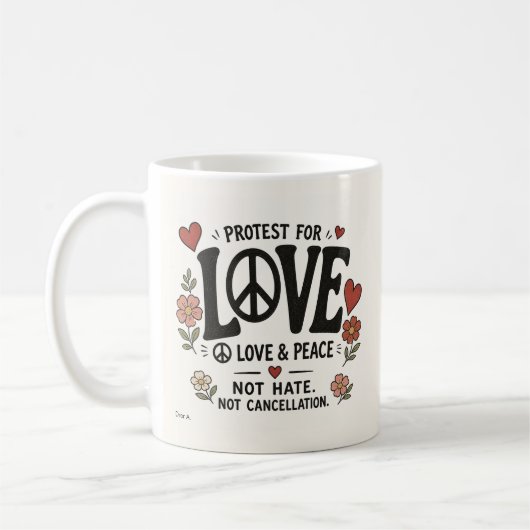 Liefde en vrede koffiemok (Links)