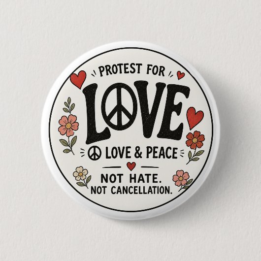 Liefde en vrede ronde button 5,7 cm (Voorkant)
