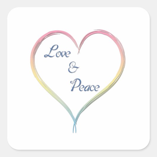 Liefde en vrede vierkante sticker (Voorkant)