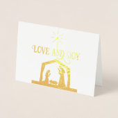 Liefde en Vreugde Geboorte met Ster Elegant Kerstm Folie Kaarten (Voorkant)