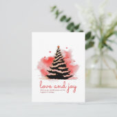 Liefde en vreugde Kerstmis, Elegant Zwart & Rood Feestdagenkaart (Staand voorkant)