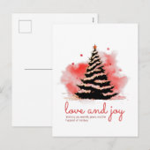 Liefde en vreugde Kerstmis, Elegant Zwart & Rood Feestdagenkaart (Voorkant / Achterkant)