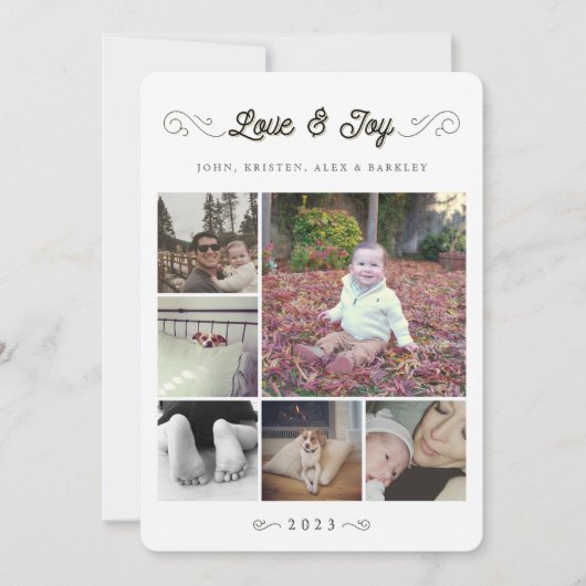 Liefde en vreugde | Kerstmis Multi Fotocollage Feestdagenkaart (Voorkant)