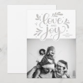 Liefde en vreugde. Kerstscript kalligrafie winter Feestdagenkaart (Voorkant / Achterkant)