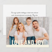 Liefde en Vreugde Modern Eenvoudig Kerstmis Famili Feestdagenkaart (Voorkant / Achterkant)