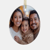 Liefde en vreugde Moderne minimalistische kerstfot Keramisch Ornament (Rechts)