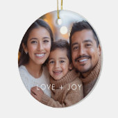 Liefde en vreugde Moderne minimalistische kerstfot Keramisch Ornament (Links)