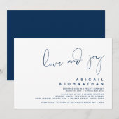 Liefde en vreugde, moderne trouwreis, marineblauw kaart (Voorkant / Achterkant)