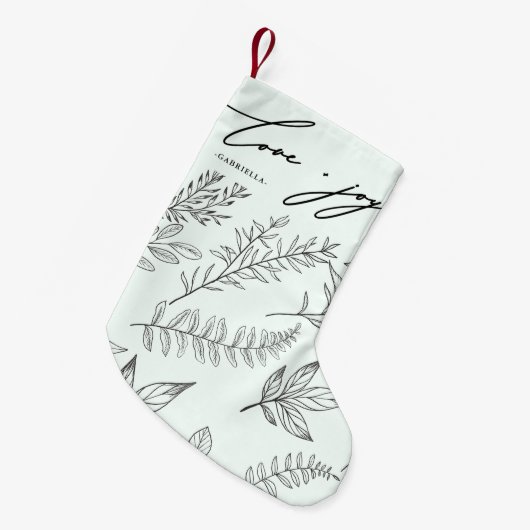 Liefde en vreugde vertrekt met naam Mint Kerstmis Kleine Kerstsok (Voorkant (Hangend))