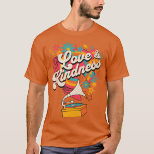 Liefde en vriendelijkheid retro muziek familie t-shirt