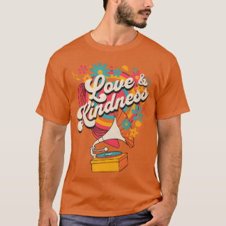 Liefde en vriendelijkheid retro muziek familie t-shirt