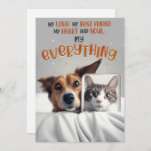 Liefde en vriendschap Kaart met hond en kat (Voorkant / Achterkant)