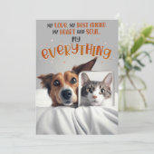 Liefde en vriendschap Kaart met hond en kat (Staand voorkant)